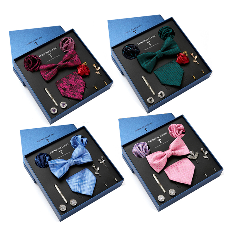 Neck Tie Set Box - Yeşil erkek kravat hediye kutusu Paisley
